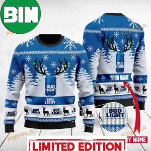 Deer Bud Light Merry Xmas Personalized Xmas Ugly Christmas Sweater