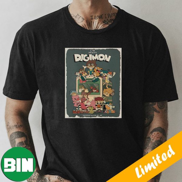 Digimon Cartoon Poster In Full Colored T-Shirt