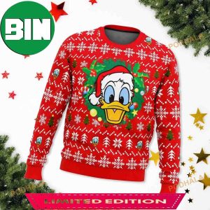 Disney Christmas Snowflakes Pattern Donald Duck Head Ugly Christmas Sweater