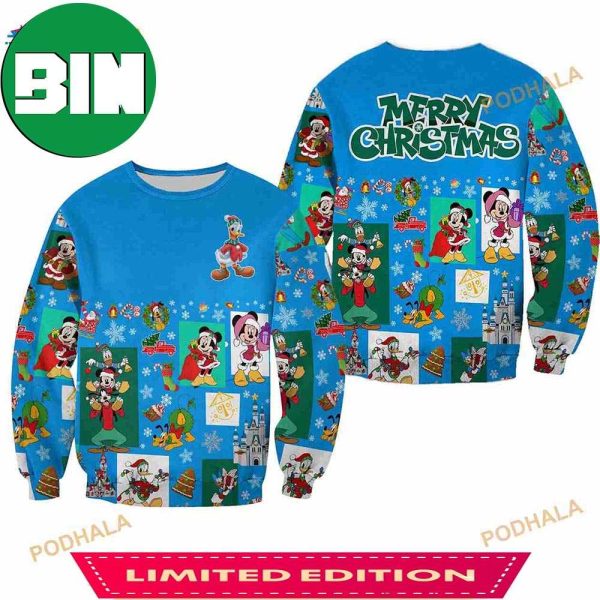 Donald Duck Pattern Christmas Blue 2023 Disney 3D Ugly Sweater Xmas Gift