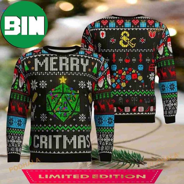 Dungeons And Dragons Merry Critmas Christmas Ugly Christmas Sweater