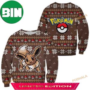 Eevee Pokemon Brown Xmas Ugly Christmas Sweater Xmas Gifts For Family