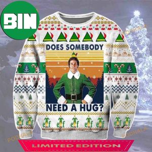 Elf Movie Does Somebody Need A Hug Wool Ugly Christmas Sweater