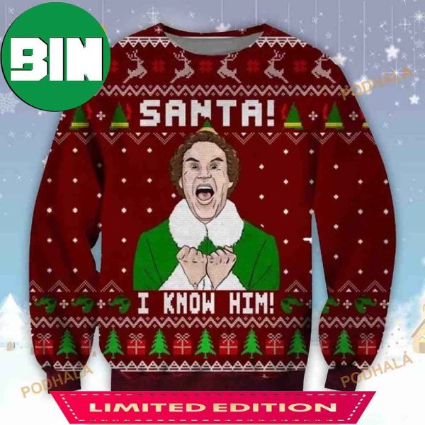 Elf Movie Santa I Know Him Ugly Christmas Sweater