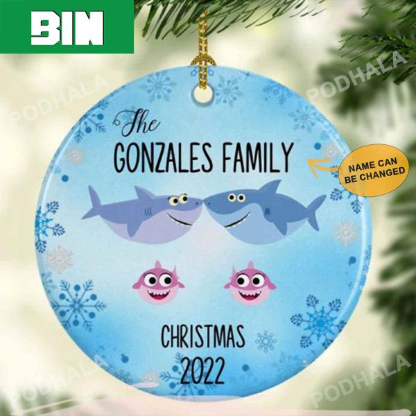 Family Baby Sharks Personalized Family Ornament