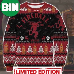 Fireball Whiskey 3D Print Christmas Ugly Sweater