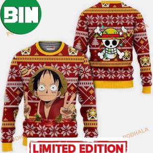 Funny Luffy One Piece Anime Xmas Ugly Christmas 2023 Sweater