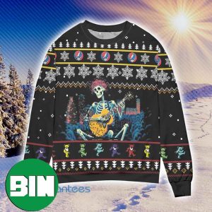Grateful Dead Skeleton Playing Guitar Christmas Gift For Men And Women Xmas Ugly Sweater