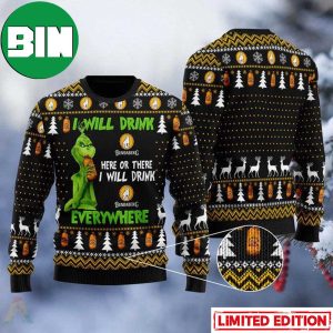 Grinch I Will Drink Bundaberg Everywhere Ugly Christmas Sweater
