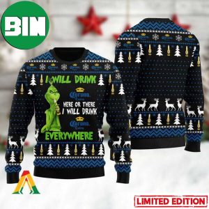 Grinch I Will Drink Corona Extra Everywhere Ugly Christmas Sweater