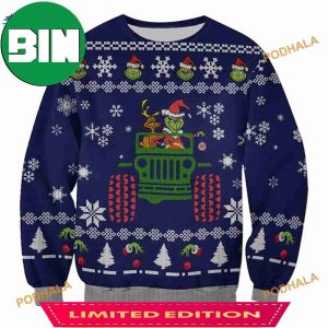 Grinch On Jeep For Christmas Ugly Sweater For Men And Women