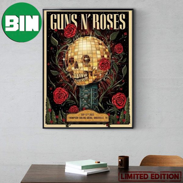 Guns N Roses September 12th 2023 Thompson Boling Arena Knoxville TN Tour Home Decor Poster Canvas