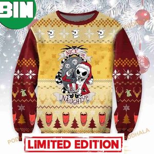 Jack Skellington Nice Or Naughty Woolen Ugly Christmas Sweater