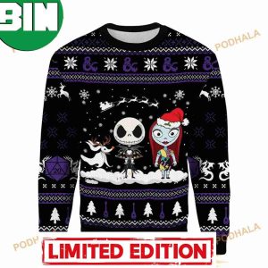 Jack Skellington Sally Zero Merry Christmas 3D Ugly Sweater