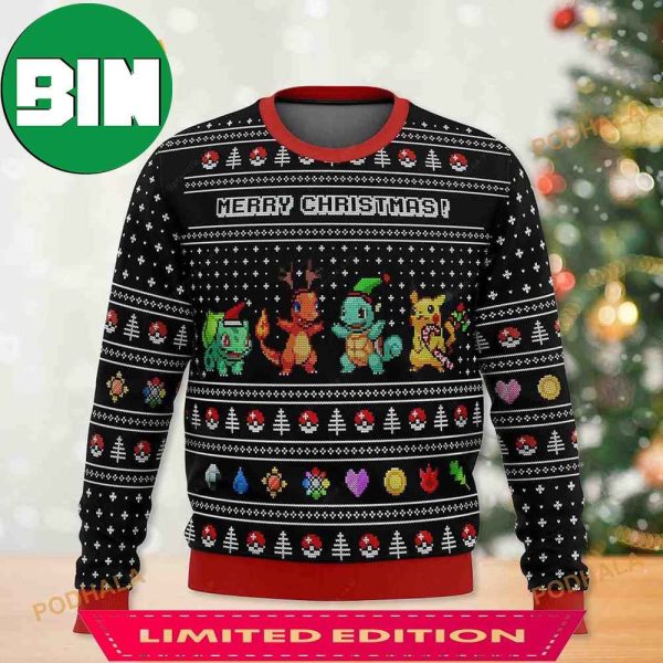 Kanto Starters Pokemon Ugly Anime Christmas Sweater