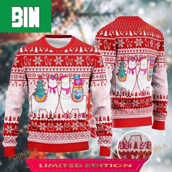 Llama Cute Alpaca Xmas 3D Funny Ugly Sweater