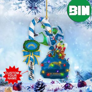 Los Angeles Chargers NFL x Grinch Custom Name Christmas Gift Tree Decorations Two Sides Ornament