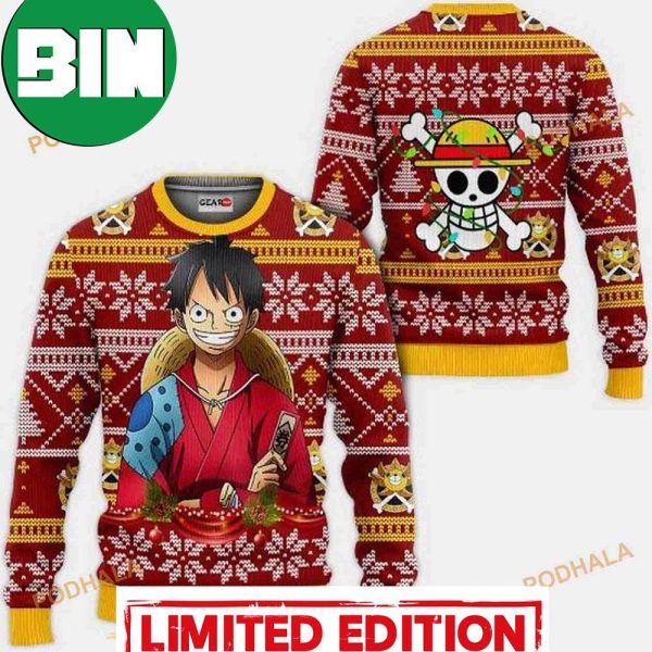 Luffy Wano One Piece Anime Xmas Ugly Christmas Sweater