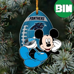 Mickey Mouse Disney x NFL Carolina Panthers Christmas Gift For Fans Custom Name Ornament