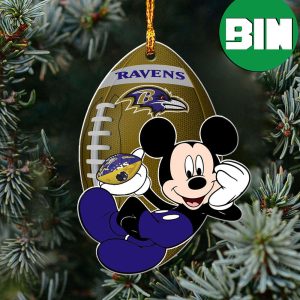 NFL Baltimore Ravens Xmas Mickey Custom Name Christmas Tree Decorations Ornament