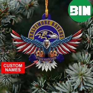 NFL Baltimore Ravens Xmas x American US Eagle Personalized Name Christmas Tree Decorations Ornament