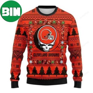 NFL Cleveland Browns x Grateful Dead Logo Christmas Gift For Fans Ugly Sweater