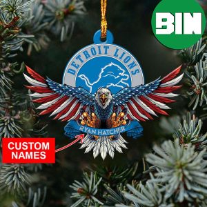 NFL Detroit Lions Xmas Gift For Tree Decorations US American Eagle Custom Name Ornament