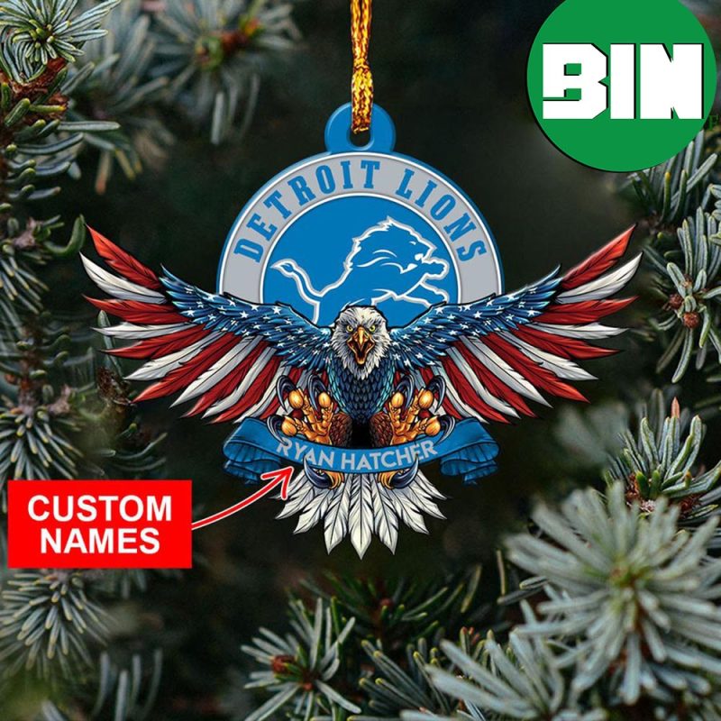 NFL Detroit Lions Xmas Gift For Tree Decorations US American Eagle Custom  Name Ornament - Binteez