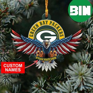 NFL Green Bay Packers Xmas Gift For Fans US American Eagle Custom Name Christmas Ornament
