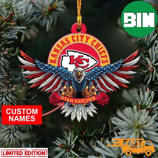 NFL Kansas City Chiefs Xmas Christmas Gift Tree Decorations US Eagle Personalized Name Ornament