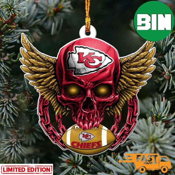 NFL Kansas City Chiefs Xmas Skull Christmas Tree Decorations Ornament