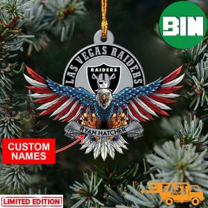 NFL Las Vegas Raiders Xmas American US Eagle Personalized Name Tree Decorations Ornament