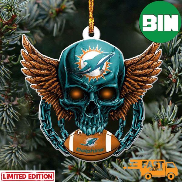 NFL Miami Dolphins Xmas Tree Christmas Decorations Skull Ornament