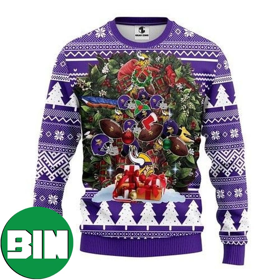NFL Minnesota Vikings With Christmas Tree For Fans Xmas Gift Ugly Sweater