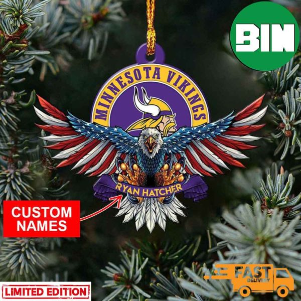 NFL Minnesota Vikings Xmas American US Eagle Personalized Name Ornament