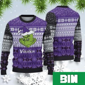 NFL Minnesota Vikings x Christmas Grinch Face Funny For Men And Women 2023 Gift Ugly Sweater