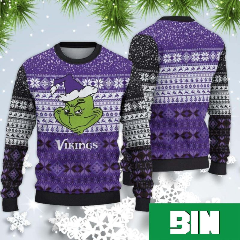 Custom Name Number NFL Logo Minnesota Vikings Ugly Christmas Sweater -  Trends Bedding