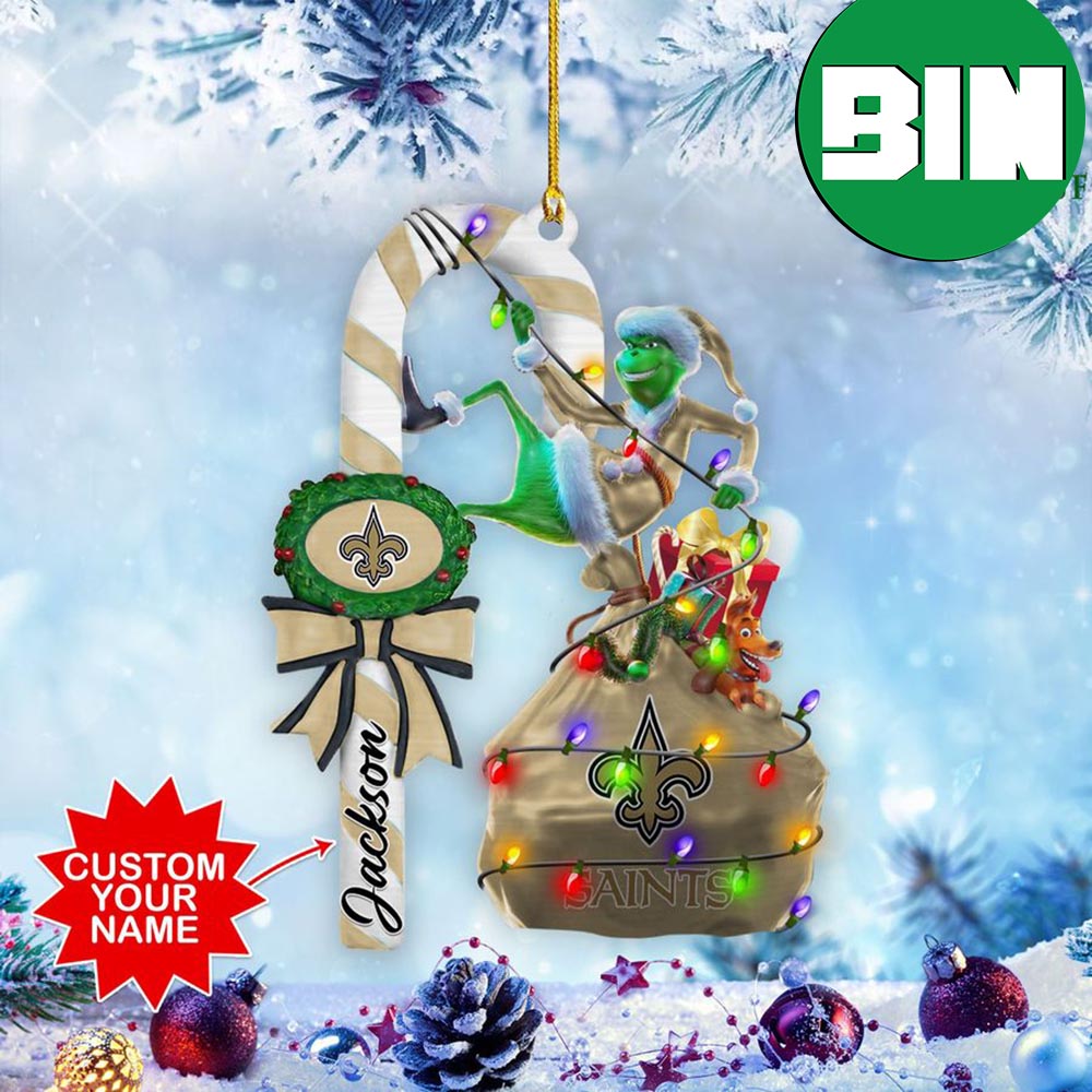 New Orleans Saints NFL x Grinch Custom Name Christmas Gift Tree Decorations  Best Unique Ornament - Binteez