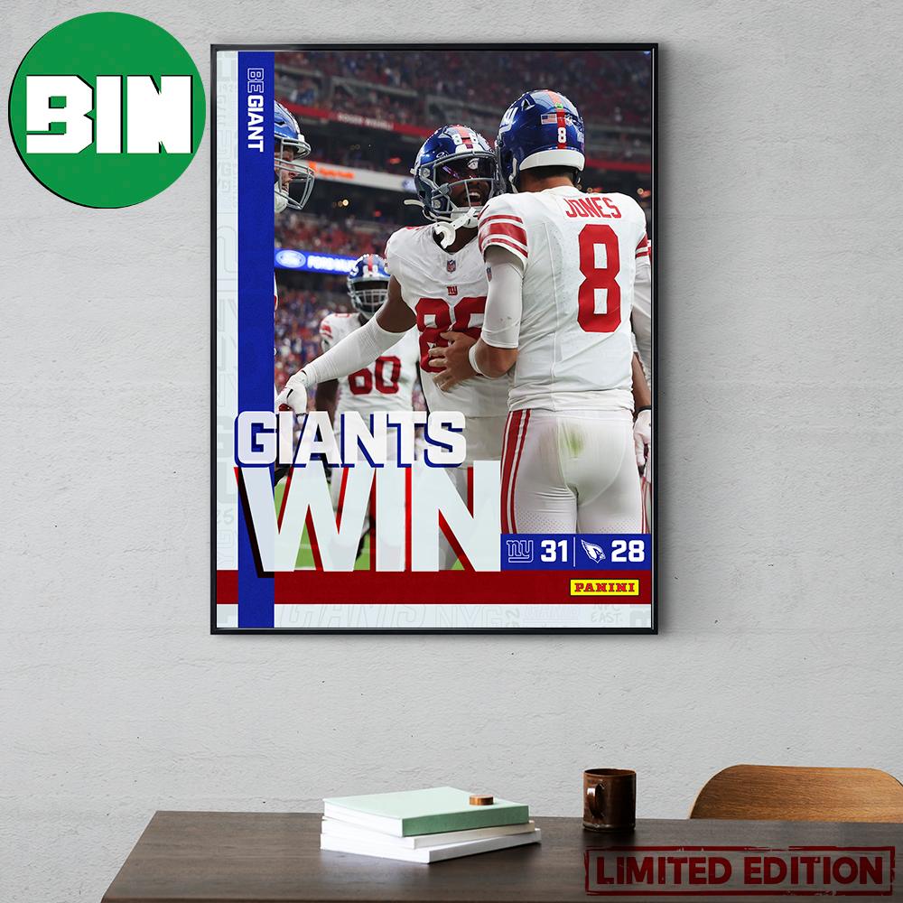 New York Giants Win St Louis Cardinals Comeback And Win 31-28 Points Home Decor Poster Canvas