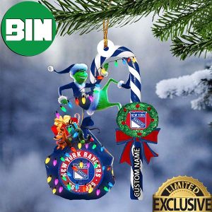 New York Rangers NHL Grinch Candy Cane Custom Name Xmas Gifts Christmas Tree Decorations Ornament