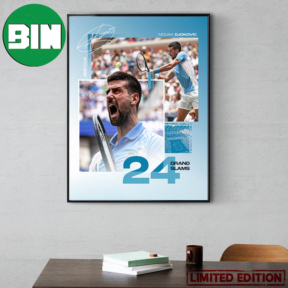 Novak Djokovic 24 Grand Slams Men's Singles Titles Champions US Open Tennis 2023 Home Decor Poster Canvas