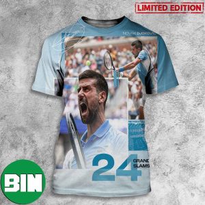 Novak Djokovic 24 Grand Slams Men’s Singles Titles Champions US Open Tennis 2023 Signature T-Shirt