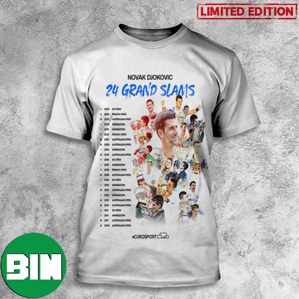 Novak Djokovic 24th Grand Slam Titles The GOAT 3D T-Shirt