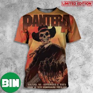 Pantera Official Gilford NH Concert Poster In September 8 2023 Bank Of New Hampshire Pavilion 3D T-Shirt