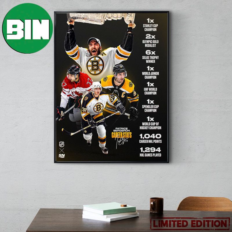 Patrice Bergeron Boston Poster Canvas Hockey Print Sports 