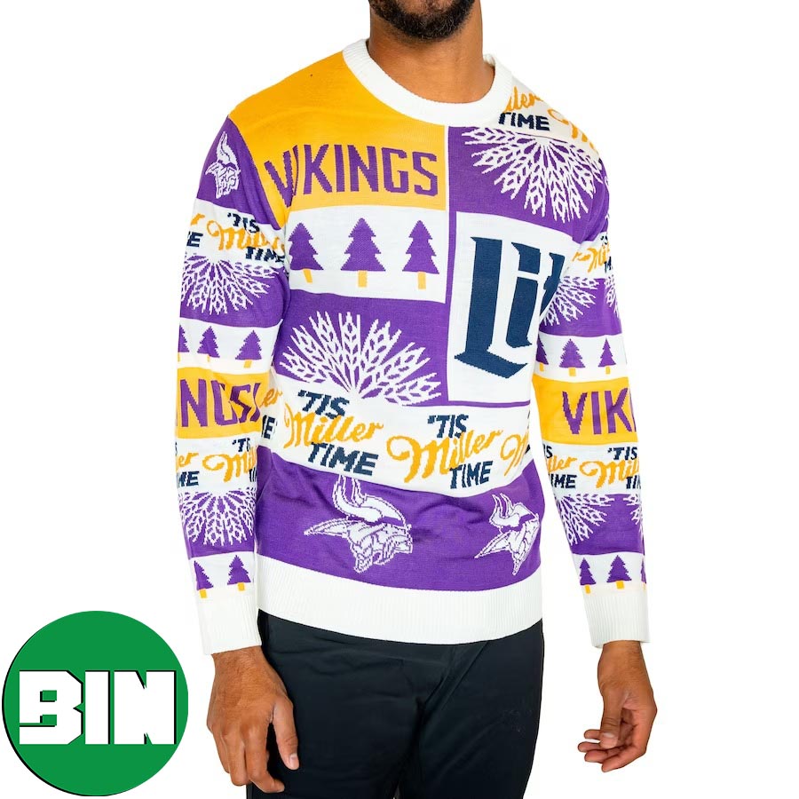 Purple Minnesota Vikings Miller Lite Vikings Foundation Pullover Ugly Sweater For Men And Women
