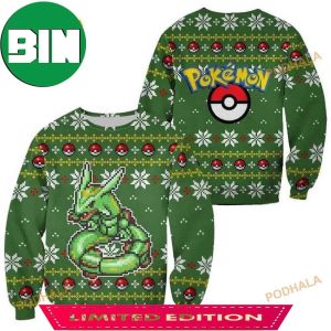 Rayquaza Pokemon Xmas Ugly Christmas Sweater For Anime Fans