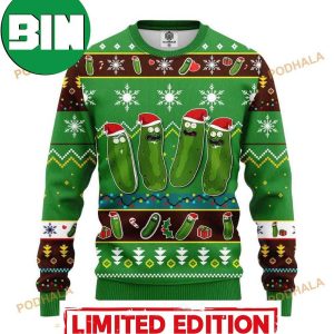 Rick And Morty Green Pickle All Over Printed Funny Ugly Christmas Sweater