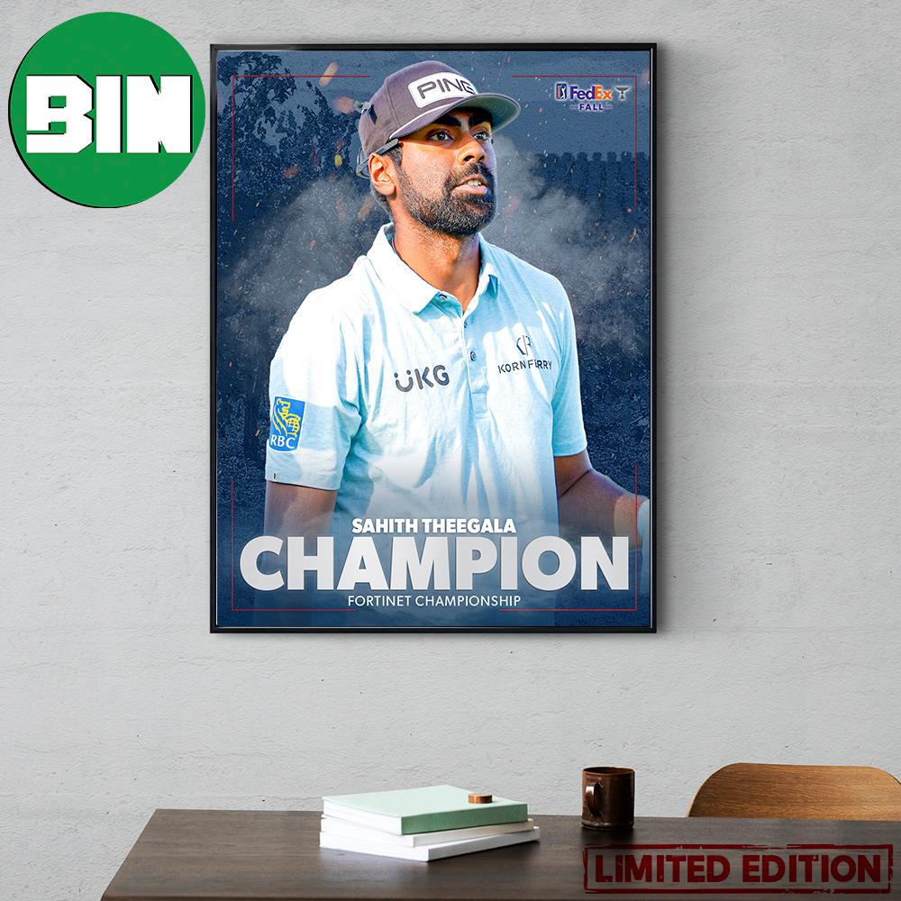 Sahith Theegala Claims His First Tour Win Fortinet Championship PGA Tour Home Decor Poster Canvas