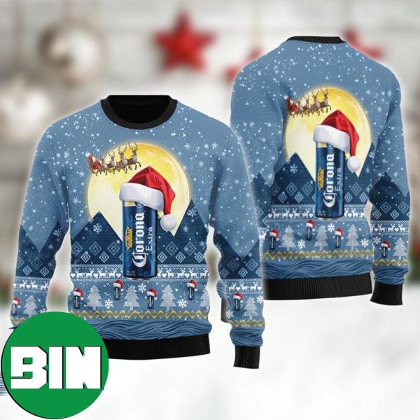 Santa Claus Sleigh Corona Extra For Beer Lovers Ugly Sweater